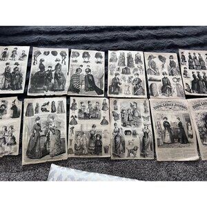 Antique 1880’s The Young Ladies Journal Fashion Pages Lot Of 12 London Art